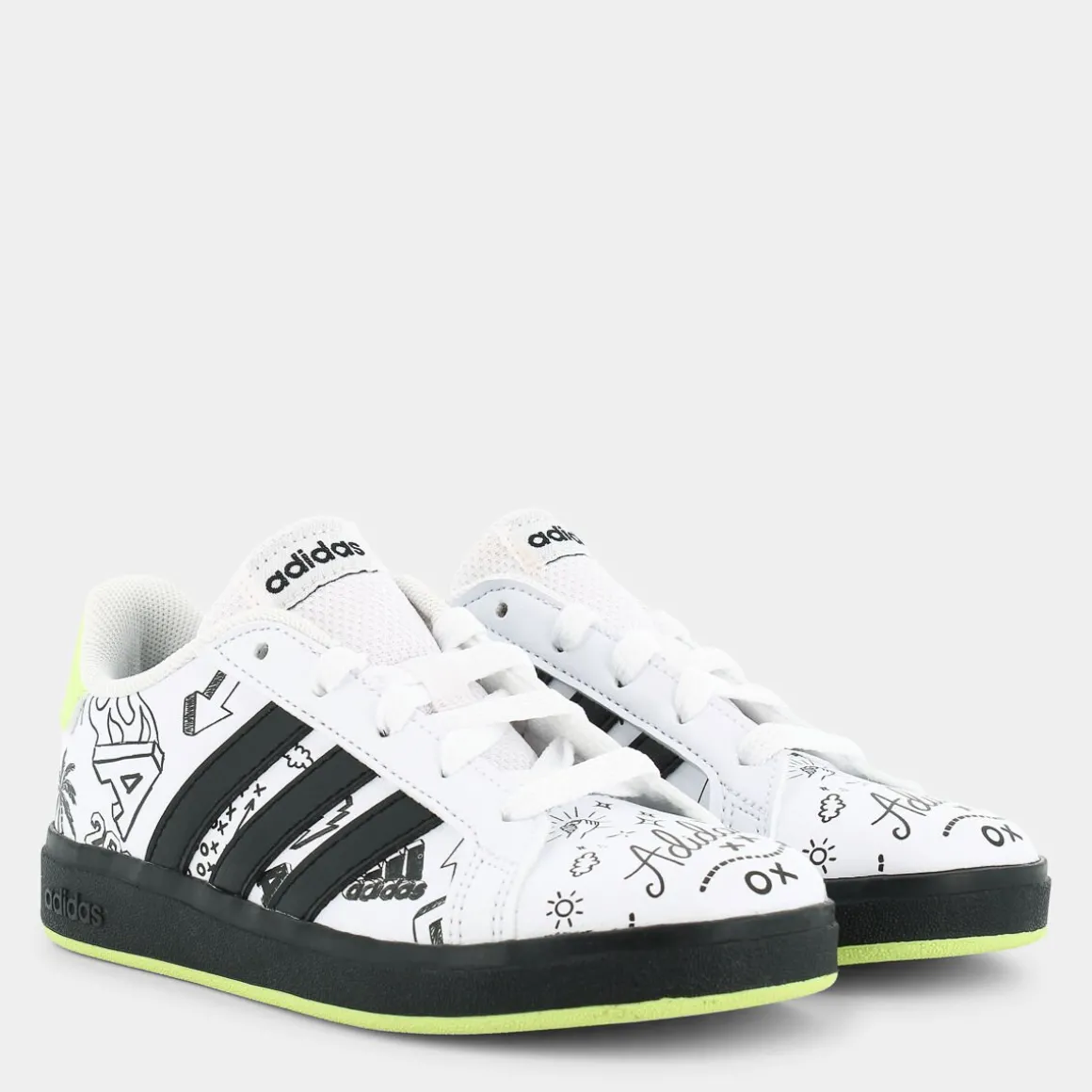 ADIDAS IG4853GRAND COURT 2.0 Kwhite/core black/pulse lime- SPORTIVE BIANCO Hot