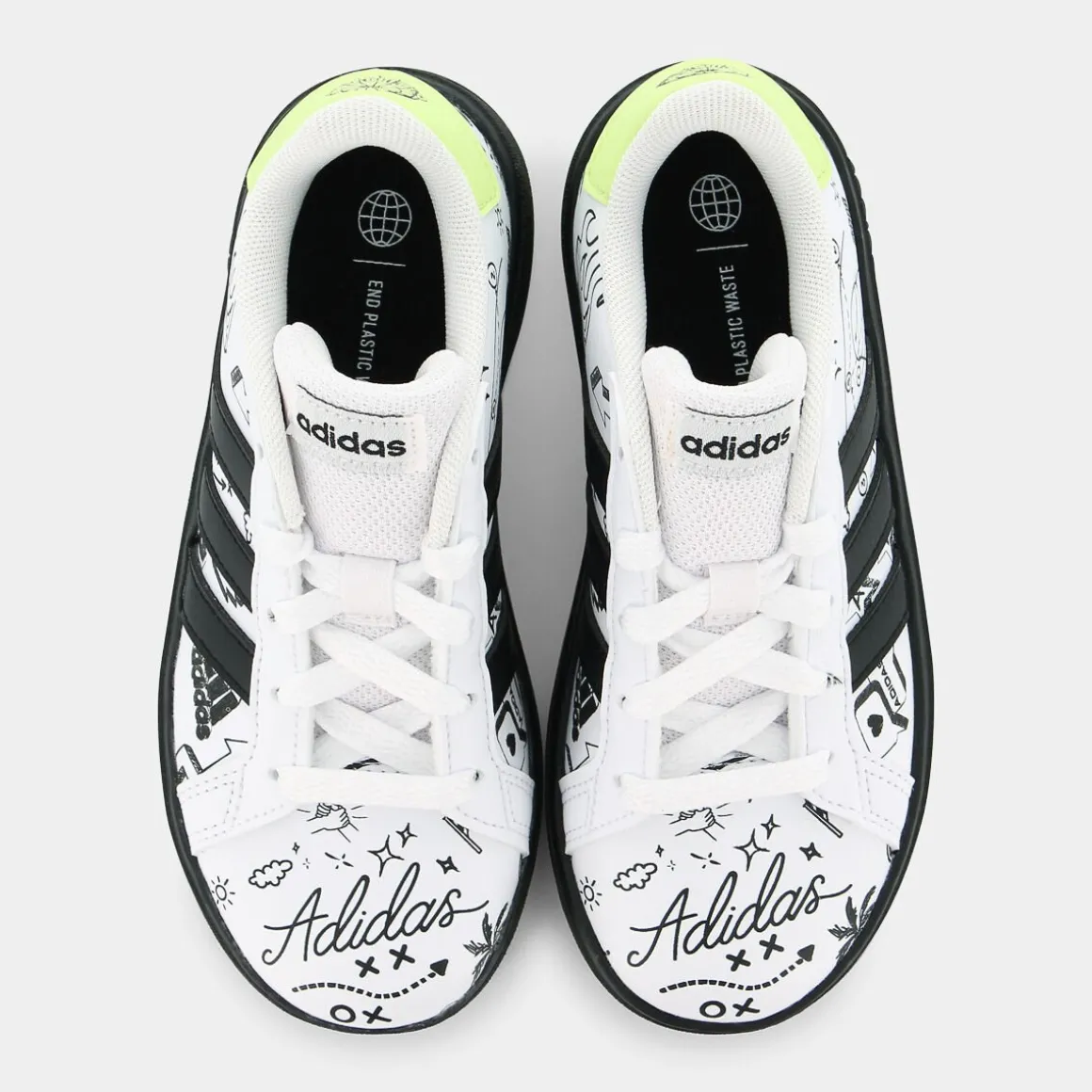 ADIDAS IG4853GRAND COURT 2.0 Kwhite/core black/pulse lime- SPORTIVE BIANCO Hot