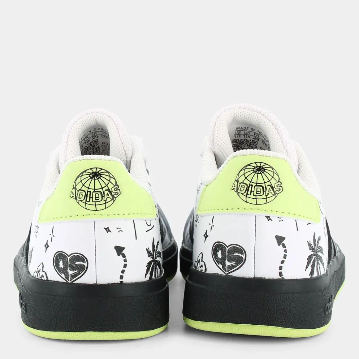 ADIDAS IG4853GRAND COURT 2.0 Kwhite/core black/pulse lime- SPORTIVE BIANCO Hot