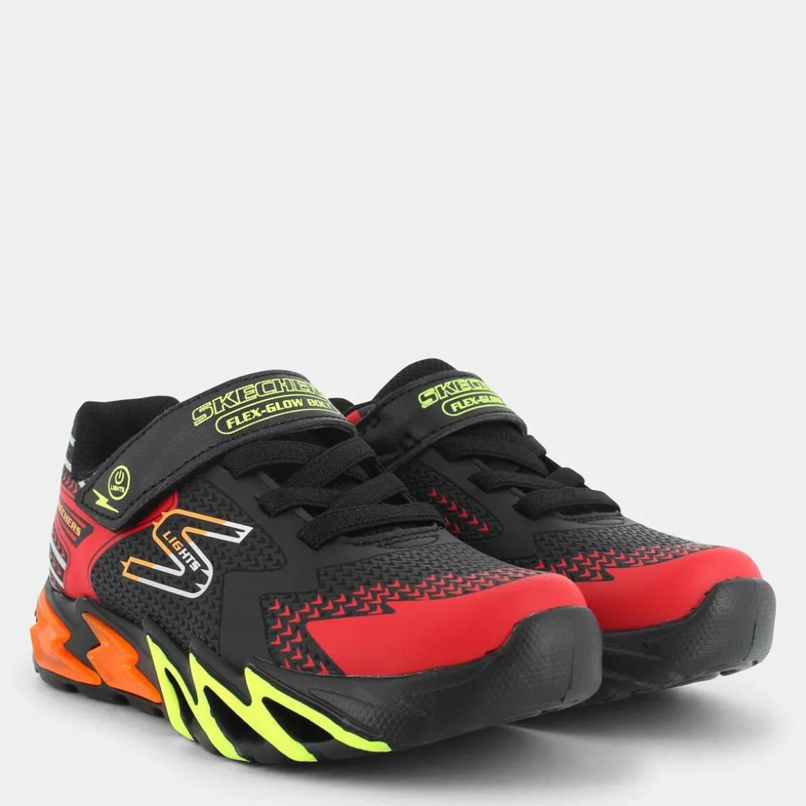 SKECHERS 400138LFLEX-GLOW BOLTBlack /Red/ Orange/Yellow- SPORTIVE NERO Discount